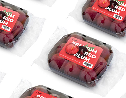 Packaging Labels Sticker Design - Plum Fruits