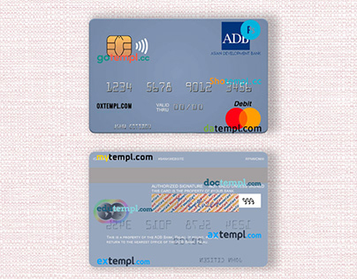 Palau ADB Bank mastercard, fully editable in PSD format