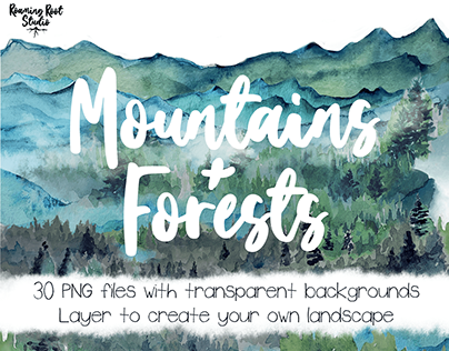 Watercolor Mountains + Forests