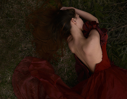 red dress, girl, fairy tale, Bella, dusk, rain