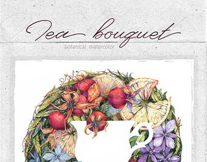 Botanical watercolor/ Tea bouquet
