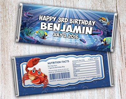 Custom Under the Sea Hershey Candy Bar Wrapper Design
