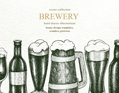 Vector hand drawn brewery collection