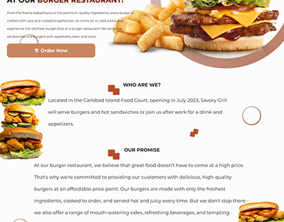 Burger restaurant landing page design