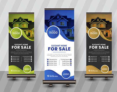 Abstract Real-Estate Roll-Up Banner Design