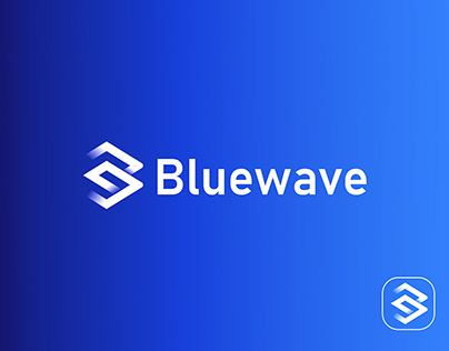 B Logo, Letter logo, Bluewave logo, Minimalist logo
