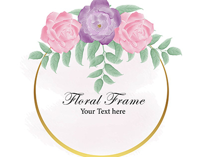 Watercolor Floral frame ,background design template