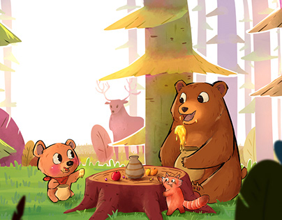 Children's book illustration - Bear Family