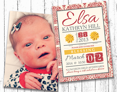 Elsa Birth Announcement & Blessing Invitation