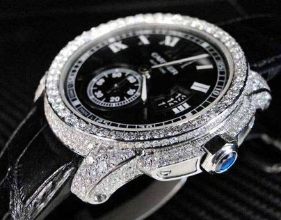 Custom Cartier Calibre Men's Diamond Watch