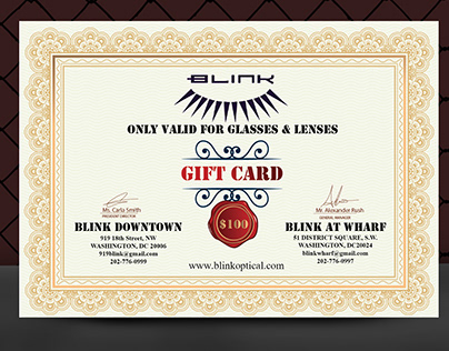 Blink Gift Certificate Design