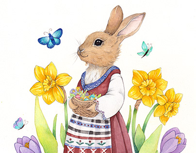 Easter Bunny with traditional Bulgarian Attire