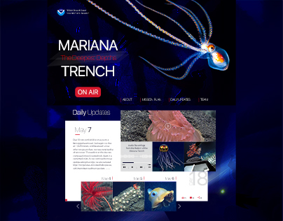 Landing page concept. MARIANA TRENCH ON AIR