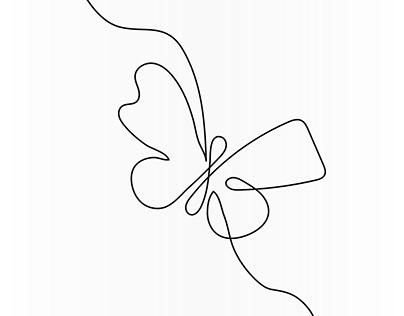Butterfly one line continuous vector art drawing