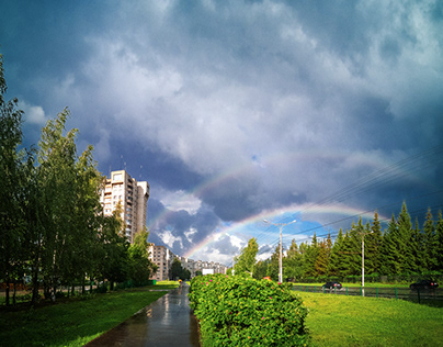 Double rainbow after downpour