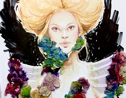 Illustration with 3D flowers for McQueen open call