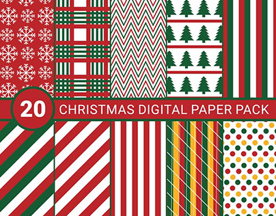 Christmas digital papers pack of 20 digital papers.