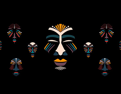 Ethnic African Masks 2D animation