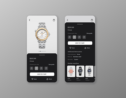Premium Watch Mobile App Design
