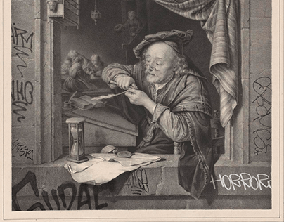 The Old Schoolmaster Sharpening his Quill Pen