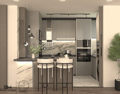 New kitchen modern design with folding mechanism