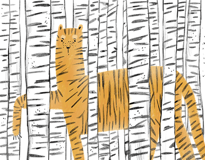 a tiger in the birches