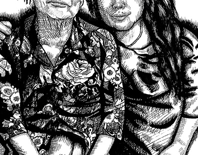 Ink Illustration Portrait – Asian Grandmother x Mother