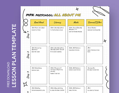 Free Preschool All About Me Lesson Plan Template