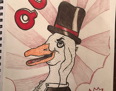 Pato maligno em pop art (desenho da escola)