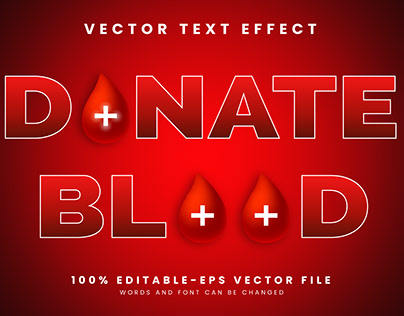 Donate Blood 3d editable text style Template