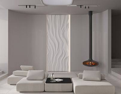 Minimalistic interior accented with bas-relief
