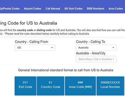 International Area, Country Codes - My Code Detail