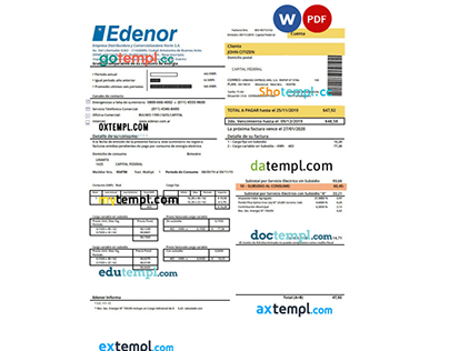 Argentina Edenor easy to fill utility bill template