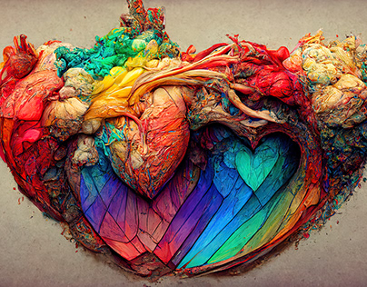Rainbow hearts. Midjourney