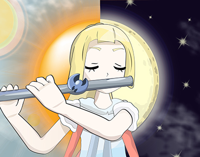 Pokemon Sun and Moon-Lillie with Moon Flute