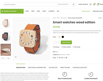 Layout Boxed Product Page, WordPress E-commerce Website