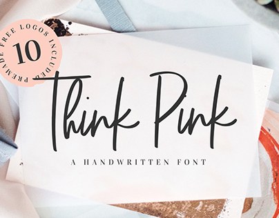 Think Pink Handwritten Font & Logo
