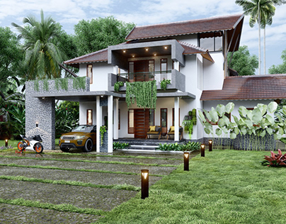 Tropical modern house in Kerala