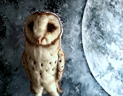 Barn owl- Needle felted sculpture