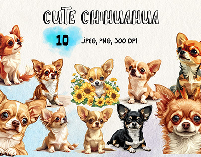 Watercolor Cute Chihuahua Element