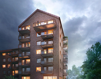 Sweden social housing architecture 3d render