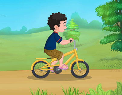 Boy riding a bicycle