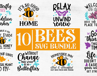 Bees SVG Bundle Butterflies & Dragonflies SVG Bundle