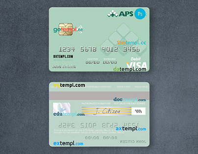 Malta APS Bank Limited visa debit card template