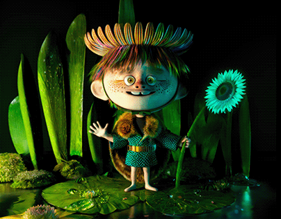🌻3D visuals magic character "Fantasy Sunflower boy"