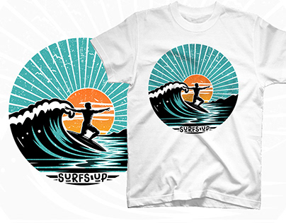 Surfs up surfing beach t shirt design
