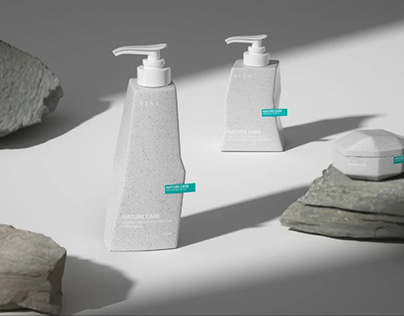 Mountain, stone, skin care product packaging design