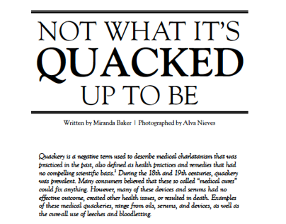 Medical Quackery Editorial Spread