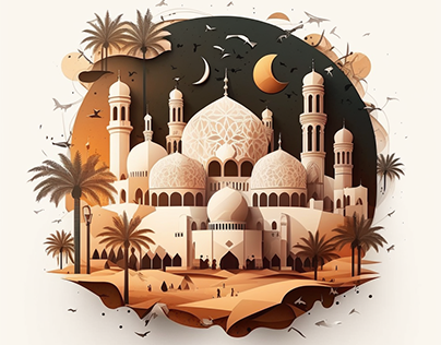 Musilm art mosque for ramadan