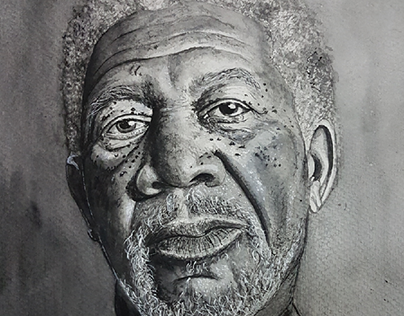 Portrait of Morgan Freeman using Watercolour